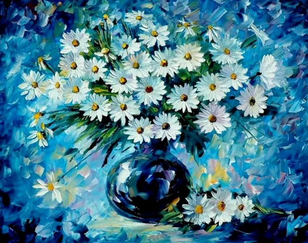 Paint By Numbers Prästkragar I Vas 40x50