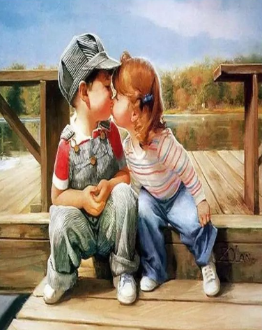 Paint By Numbers First Kiss 40x50