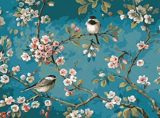 Paint By Numbers Birds Cherrytree 40x50
