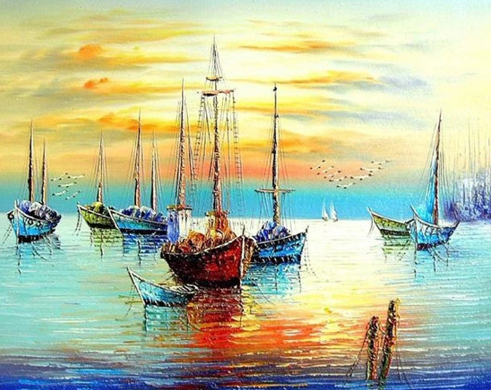 Paint By Numbers Sunset Sailboats 40x50
