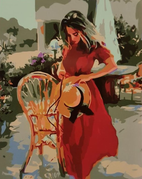 Paint By Numbers Lady In Red 40x50