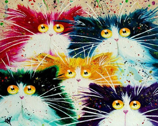 Paint By Numbers Colorful Cats 40x50