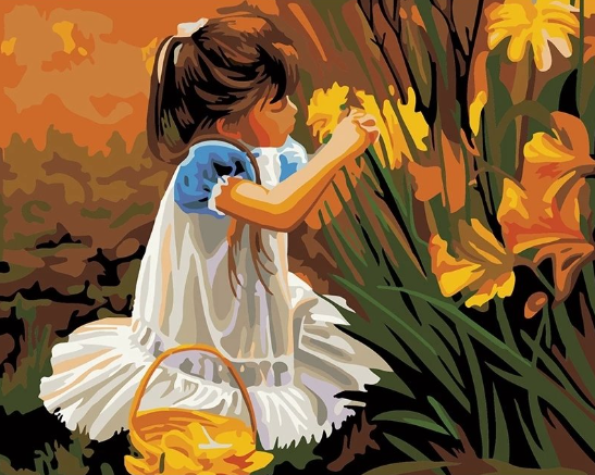Paint By Numbers Girl With Lily 40x50