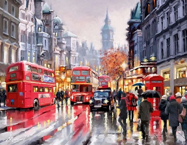 Paint By Numbers London Walking 40x50