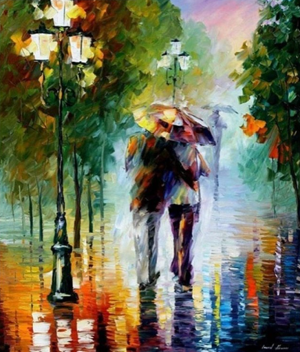 Paint By Numbers Walking In Rain 40x50