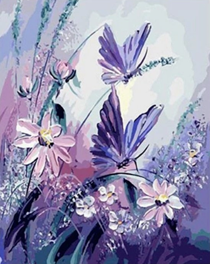Paint By Numbers Purple Butterflies 40x50