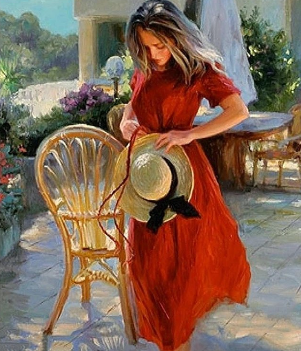 Paint By Numbers Lady In Red 40x50