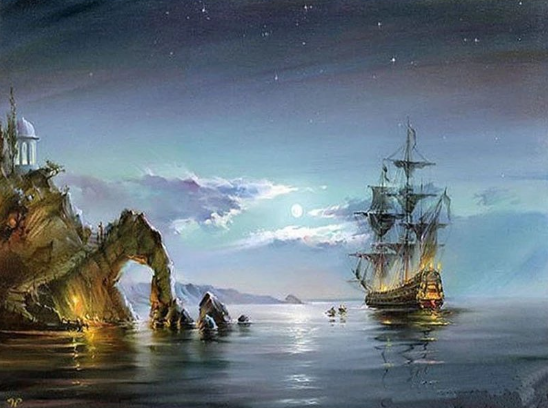 Paint By Numbers Pirate Island 40x50