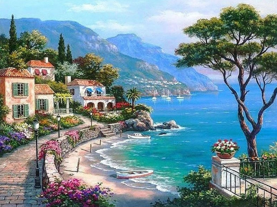 Paint By Numbers Seaside Town 40x50