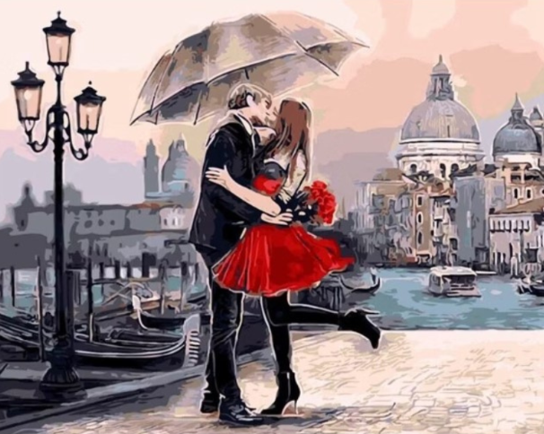 Paint By Numbers Kiss Under Umbrella 40x50