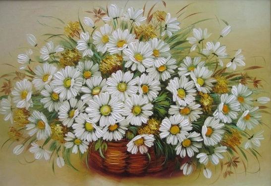 Paint By Numbers Prästkragar Bukett  40x50