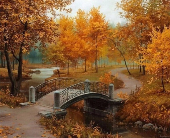 Paint By Number Autum Bridge 40x50