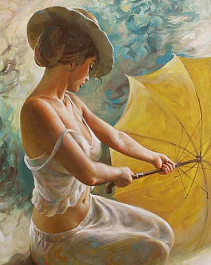 Paint By Numbers Umbrella Woman 40x50