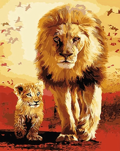 Paint By Numbers Lionking And Son 40x50