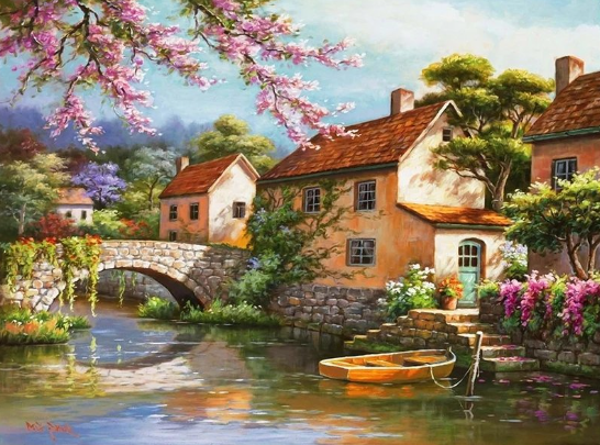 Paint By Numbers Husen Vid Ån 40x50