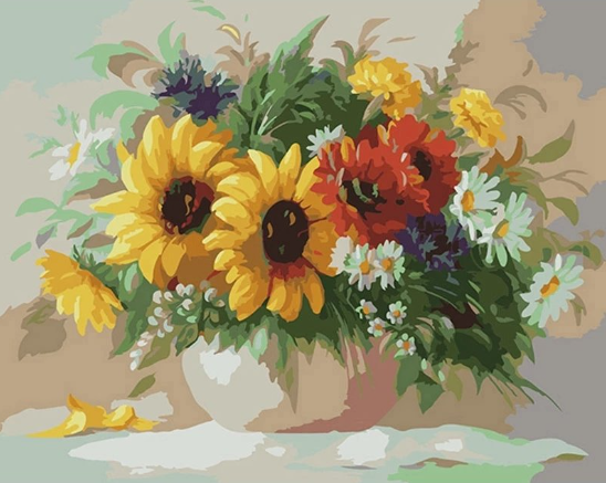 Paint By Numbers Solrosbukett 40x50