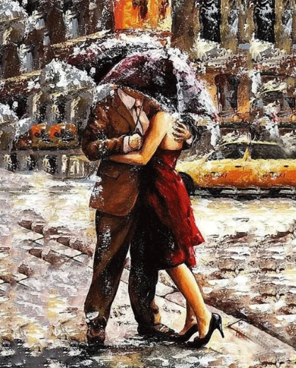 Paint By Numbers Lovers In Rain 40x50