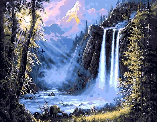 Paint By Numbers Björn Vid Vattenfall 40x50