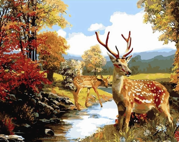 Paint By Numbers Hjortar Vid Bäck 40x50