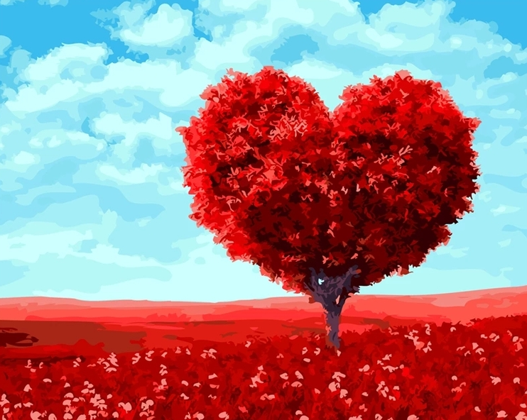 Paint By Numbers Red Tree