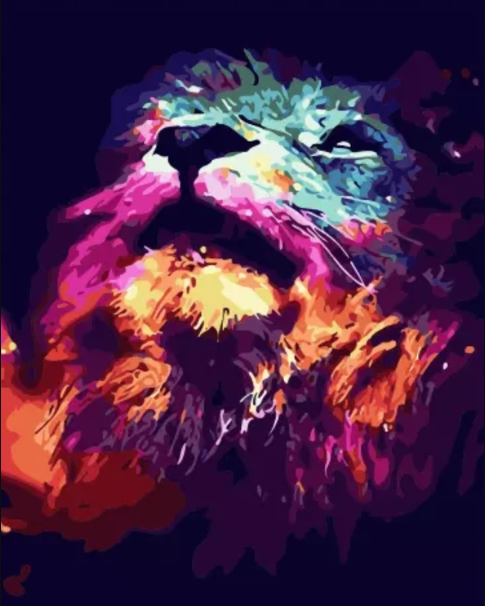 Pain By Numbers Lion In Colors 40x50