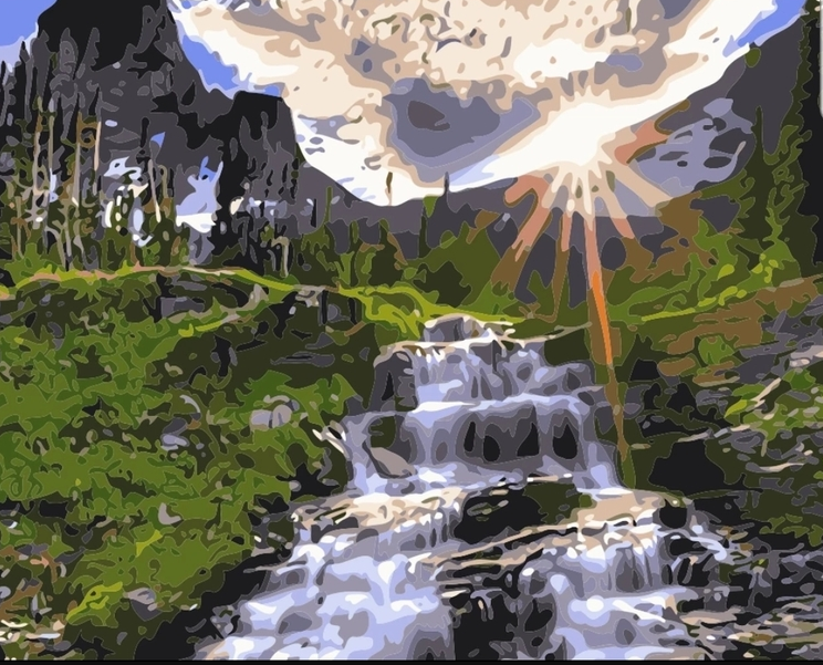 Paint By Numbers Mountain Waterfall 40x50
