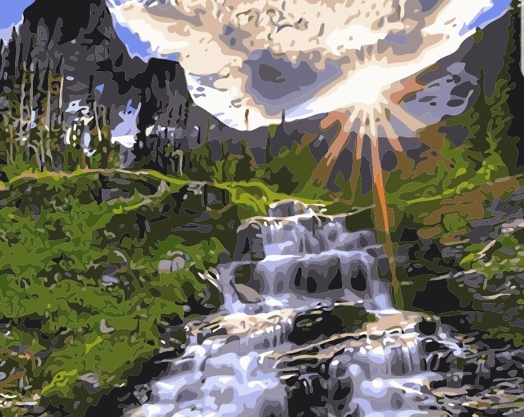Paint By Numbers Mountain Waterfall 40x50