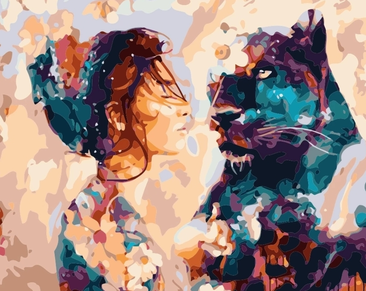 Paint By Numbers Woman And Panther 40x50