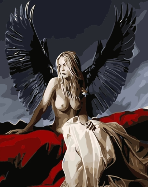 Paint By Numbers Black Angel 40x50