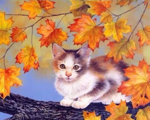 Paint By Numbers  - Katt I Träd 40x50