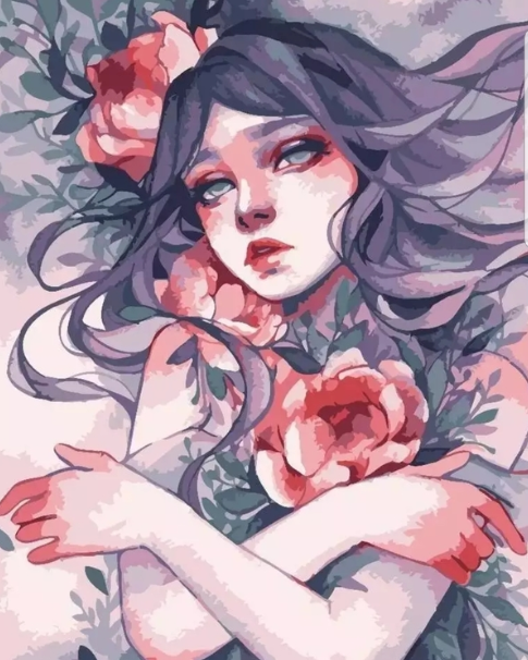 Paint By Numbers Flower Girl 40x50