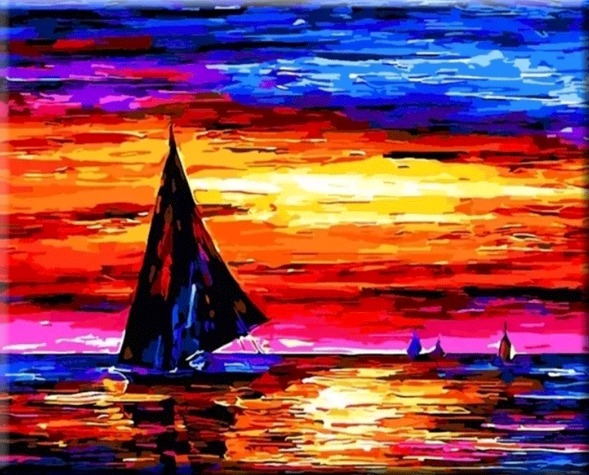 Paint By Numbers Segelbåt I Solnedgång 40x50