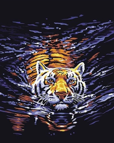 Paint By Numbers Tiger I Vatten 40x50