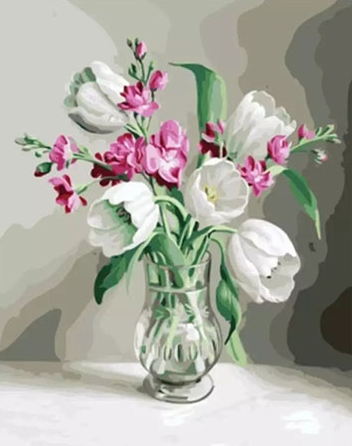 Paint By Numbers Tulpanbukett I Glasvas 40x50