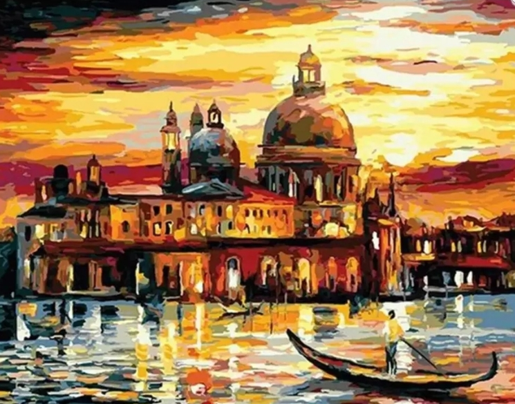 Paint By Numbers City By Lake 40x50