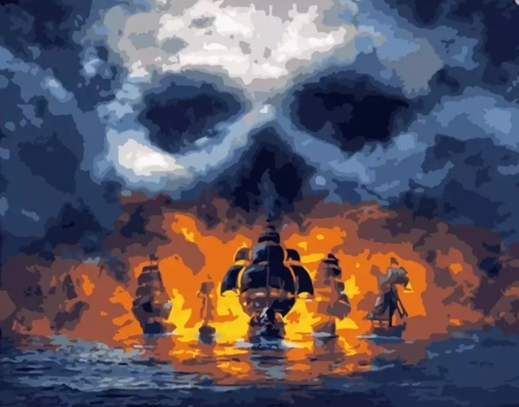Paint By Numbers Ship Skull 40x50