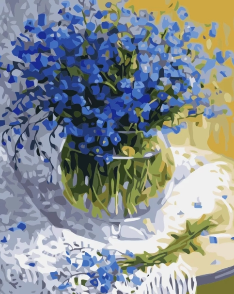 Paint By Numbers Blå Bukett I Glasvas 40x50