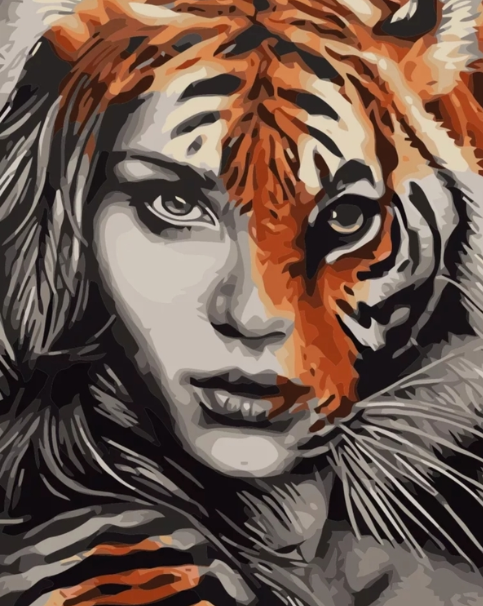 Paint By Numbers Tigerwoman 40x50
