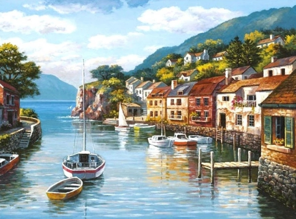Paint By Numbers City River 40x50