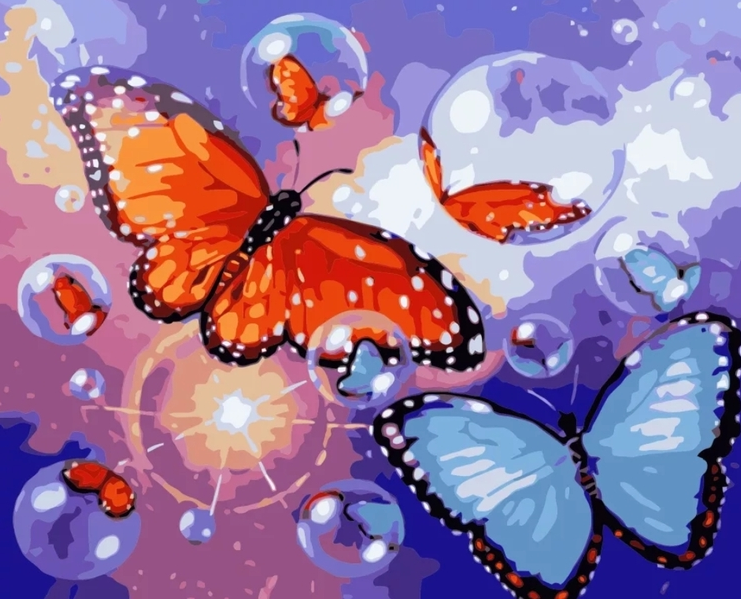 Paint By Numbers Butterflies And Bubbles 40x50