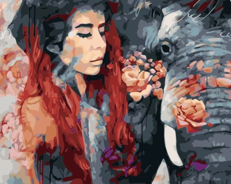 Paint By Numbers Beauty And Elephant 40x50