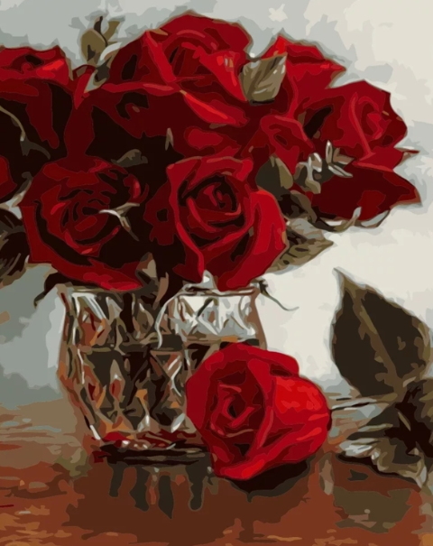 Paint By Numbers Rosor I Kristallvas 40x50