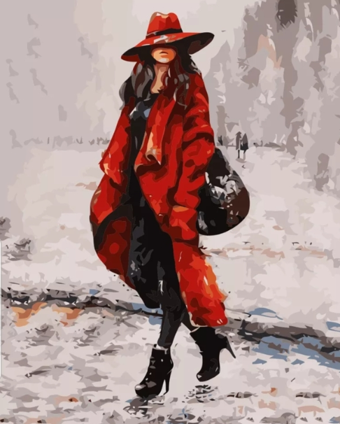 Paint By Numbers Lady In Red 40x50
