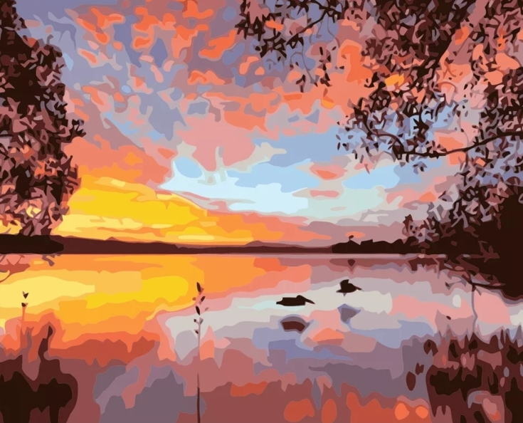 Paint By Numbers Sunset Lake 40x50