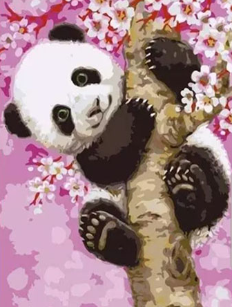 Paint By Numbers Panda Flower Tree 40x50