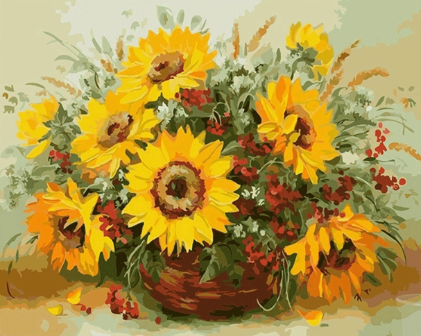 Paint By Numbers Solrosbukett 40x50