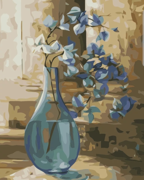 Paint By Numbers Blå Blommor I Vas 40x50