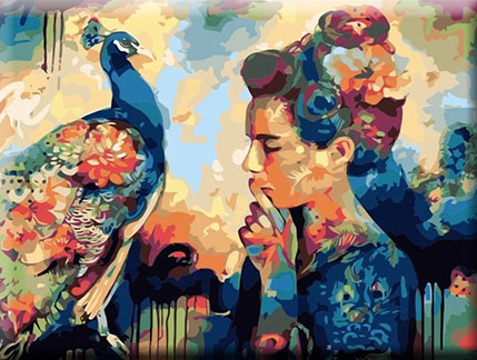 Paint By Numbers Beauty And Peacock 40x50