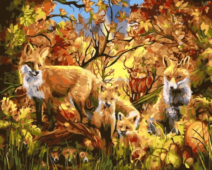 Paint By Numbers Foxfamily 40x50