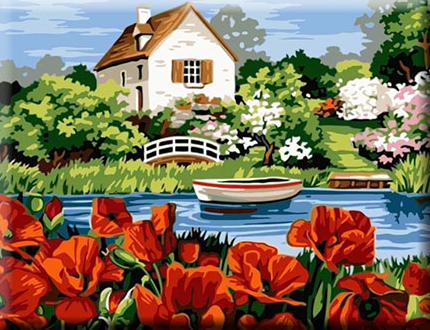 Paint By Numbers Vallmo Vid Sjö 40x50